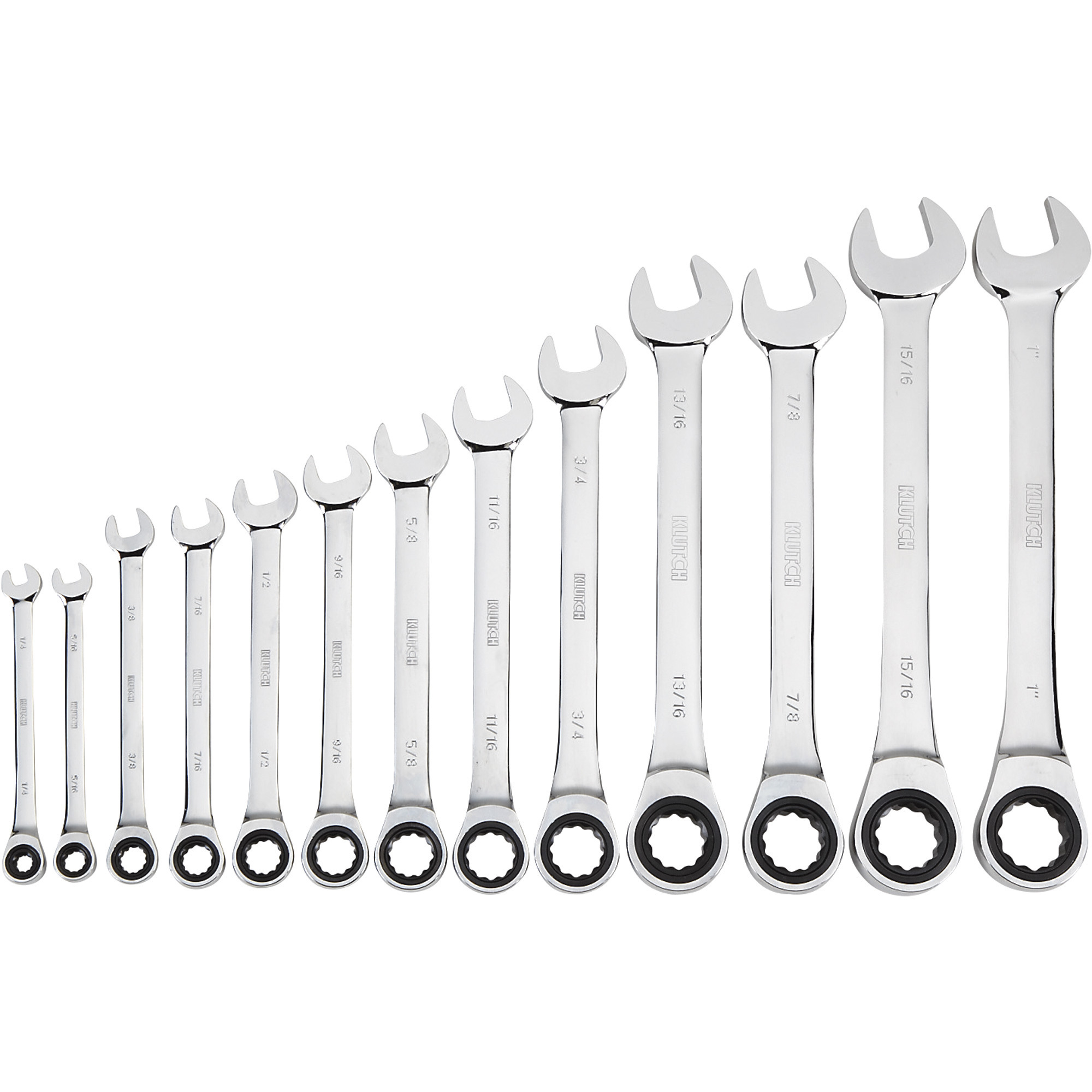 Klutch Ratcheting Wrench Set, 13-Pc., SAE: 1/4in.-1in.